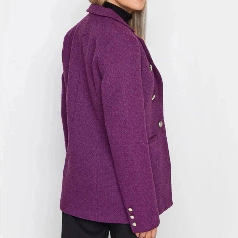 NWT Long Tall Sally US 14 UK 18 Purple Boucle Blazer Career Workwear - Picture 3 of 6